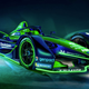 The blue and green Envision Racing car